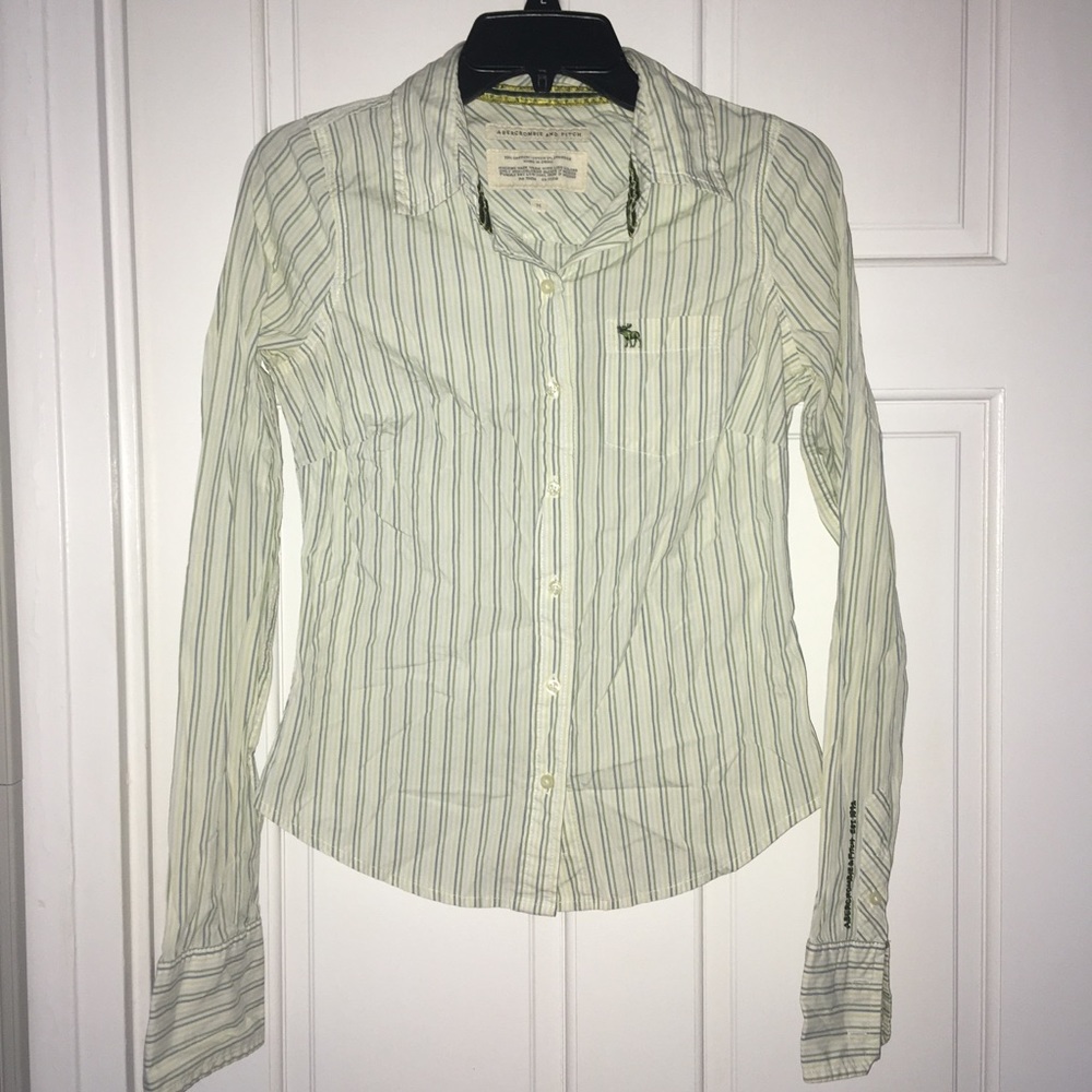 Abercrombie & Fitch Y2K green stripe button up shirt